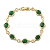 Heart & Oval Brass Micro Pave Cubic Zirconia Link Chain Bracelets for Women BJEW-A163-03G-04-4