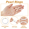 FIBLOOM 12Pcs Plastic Imitation Pearl & Brass Beaded Stretch Ring RJEW-FI0001-10-4