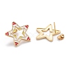Brass Enamel Stud Earrings EJEW-F264-01-G-4