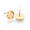 Flat Round 304 Stainless Steel Stud Earring Settings Ion Plating(IP) STAS-I323-14mm-G03-1