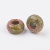 Natural Unakite European Beads X-G-G740-14x8mm-16-2