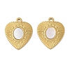 304 Stainless Steel Natural White Shell Pendants STAS-L288-06G-02-1