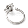 Rotatable Cubic Zirconia Snowflake Open Ring RJEW-Q776-04P-3