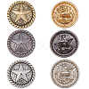 3 Colors 1-Hole Alloy Star with Flat Round Shank Buttons BUTT-GF0004-30B-7