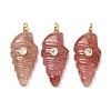 Natural Strawberry Quartz Carved Pendants G-H357-04G-05-1