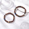 2Pcs Natural Coconut & Lava Rock Beads Stretch Bracelets for Men Women BJEW-JB12497-1