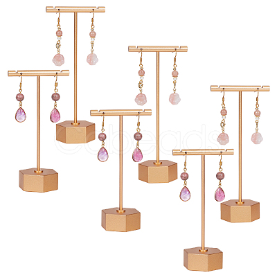 6 Sets 2 Styles Alloy T Bar Single Dangle Earring Display Stands EDIS-DR0001-12-1