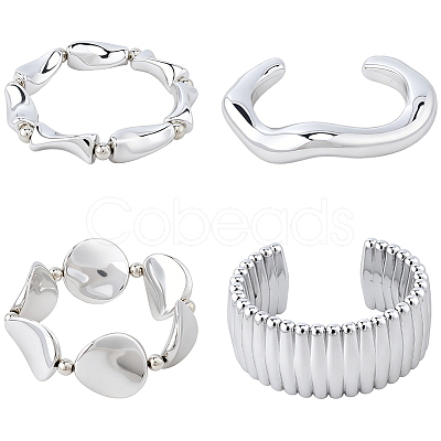 1 Set CCB Plastic Bracelets & Bangles Set for Women BJEW-SP0001-37-1