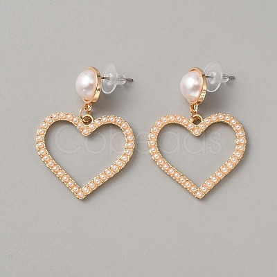 Plastic Imitation Pearl Beaded Geometric Dangle Stud Earrings EJEW-WH0013-57C-1