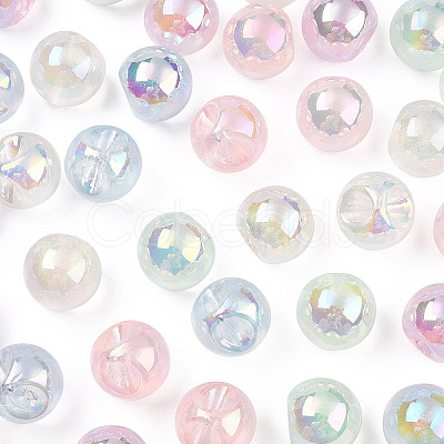 UV Plating Rainbow Iridescent Acrylic Beads X-OACR-P015-04B-1