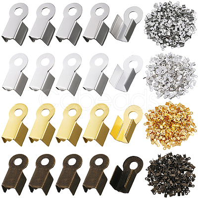 1600Pcs 8Bags 4 Colors Iron Folding Crimp Ends IFIN-CL0001-10-1
