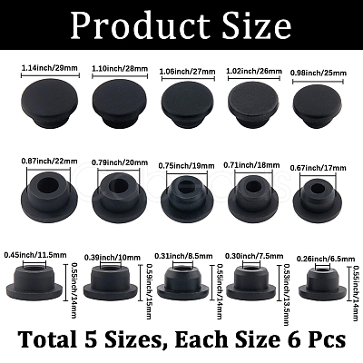 30Pcs 5 Styles Silicone Hole Plugs AJEW-GF0011-63D-1