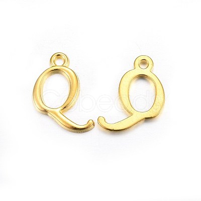 Golden Plated Alloy Letter Pendants PALLOY-J718-01G-Q-1