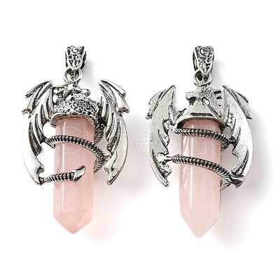 Natural Rose Quartz Pointed Pendants G-B042-04P-50-1