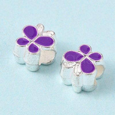 Alloy Enamel Butterfly Large Hole European Beads MPDL-R036-47E-1