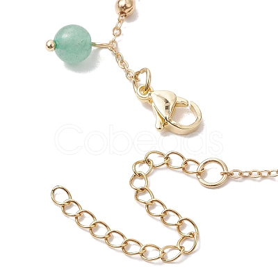 Round 6mm Natural Green Aventurine & Butterfly Glass Charm Bracelets X1-BJEW-TA00525-1