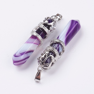 Natural Striped Agate/Banded Agate Big Pointed Pendants G-G738-A-15-1