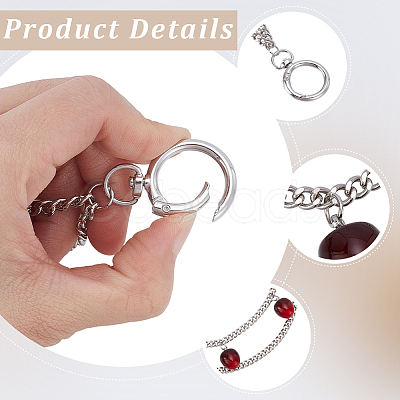 1Pc Zinc Alloy with Resin and PU Leather Dark Red Cherry Purse Decorative Chains AJEW-SC0002-99C-1