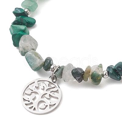 Natural Mixed Gemstone Chip Beaded Bracelest BJEW-JB12976-04-1