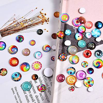 280Pcs 4 Styles Flat Back Glass Cabochons GGLA-SZ0001-32-1