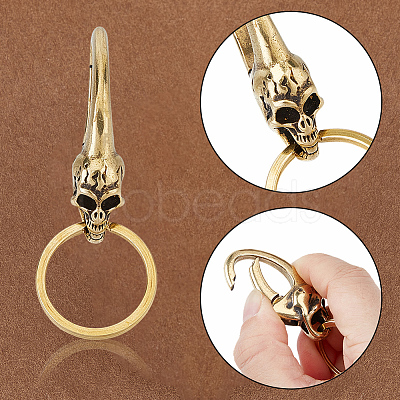 Skull Brass Lobster Claw Clasps KK-WH20002-20A-1