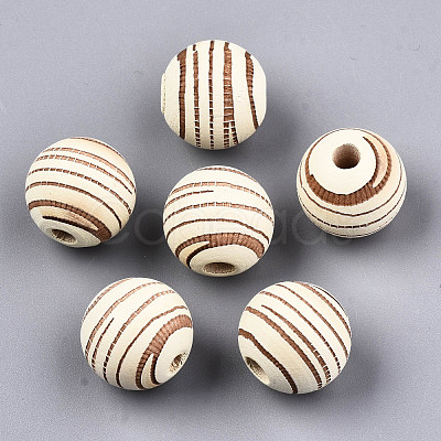 Painted Natural Wood Beads WOOD-T021-54B-12-1