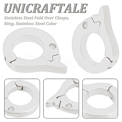 Unicraftale 3Pcs 304 Stainless Steel Fold Over Clasps STAS-UN0037-48-1