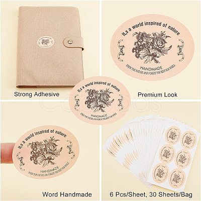 30Sheets Self-Adhesive Kraft Paper Gift Tag Stickers DIY-OC0009-12-1