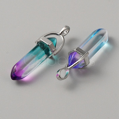 Glass Double Terminal Pointed Pendants G-WH0016-41B-1