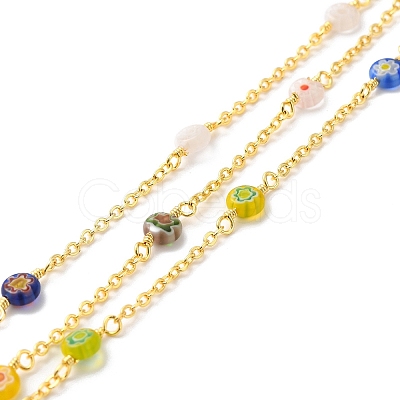 Handmade Millefiori Glass Lampwork Beaded Chains CHC-M024-16G-1