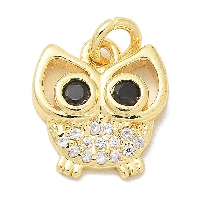 Rack Plating Brass Micro Pave Cubic Zirconia Connector Charms KK-K293-34G-1