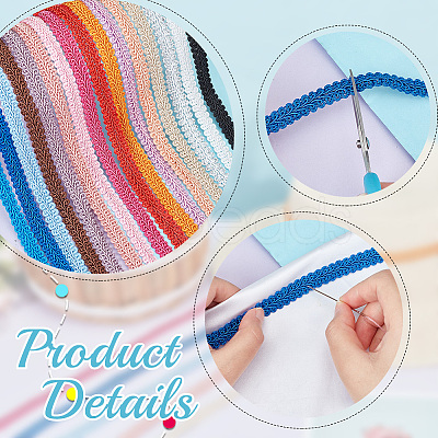 32M 16 Colors Polyester Centipede Braid Lace Trim OCOR-PH0002-23-1