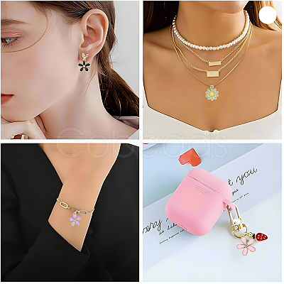 40Pcs 5 Styles Random Color Alloy Enamel Charms ENAM-YW0004-79B-1