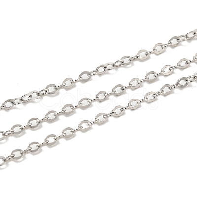 Anti-Tarnish Rhodium Plated 925 Sterling Silver Flat Cable Chains LS-STER-F052-04P-04-1