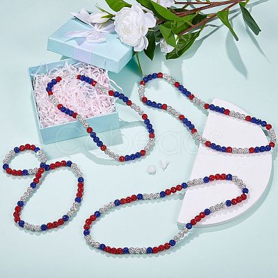 Polymer Clay Rhinestone Round Beaded Necklaces NJEW-SW00049-01-1
