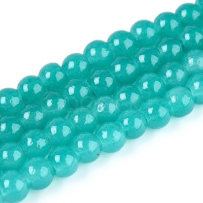 Baking Paint Imitation Jade Glass Round Bead Strands DGLA-Q021-4mm-07-1-1