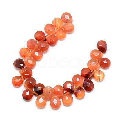 Dyed Natural Red Agate Gemstone Beads Strands G-T006-09-1