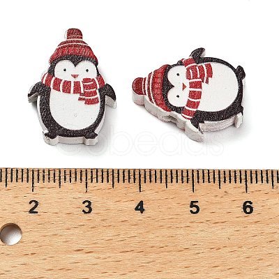 Christmas Printed Schima Wood European Beads WOOD-G024-01A-1