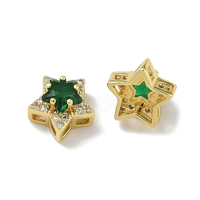 Brass Micro Pave Cubic Zirconia Slide Charms KK-D226-02G-02-1