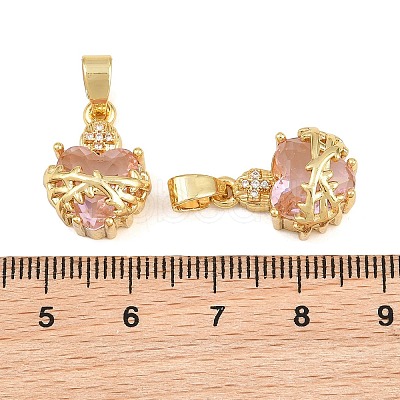 Glass with Brass Micro Pave Cubic Zirconia Pendants kk-P343-06G-01-1