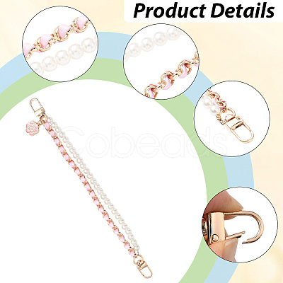 2Pcs 2 Colors Alloy Flower Phone Hand Strap Chains AJEW-SC0004-10D-1
