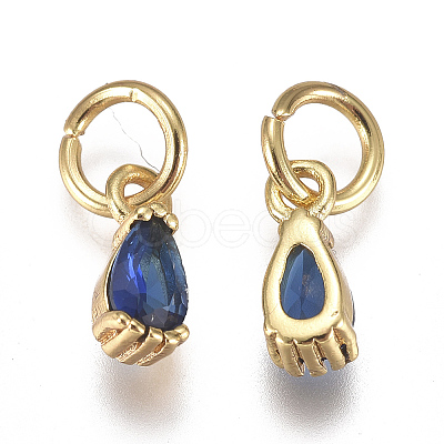 Brass Micro Pave Cubic Zirconia Charms ZIRC-F111-04G-07-1