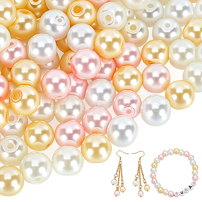 Barely Pink Mix Pearlized Glass Pearl Beads HY-PH0006-8mm-01-1