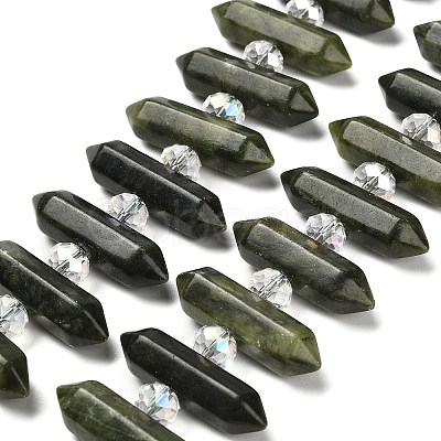 Natural Chinese Jade Southern Jade Double Terminated Point Beads Strands G-H069-B15-01-1