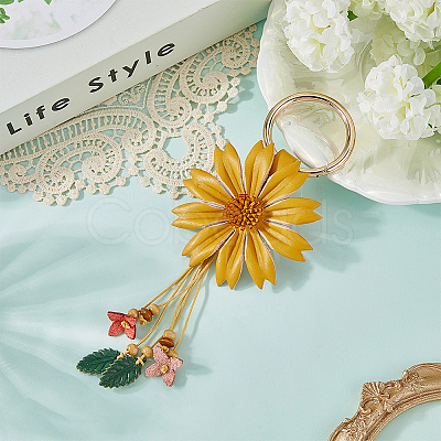 Leather and Alloy Keychain HJEW-WH20022-04B-04-1