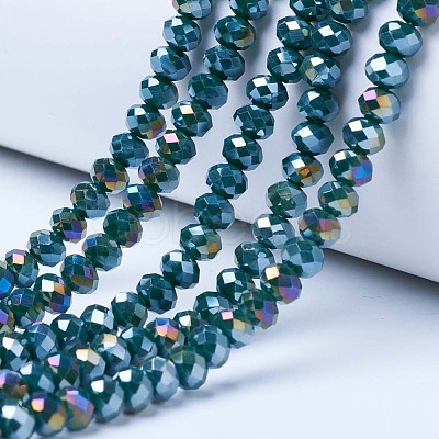 Electroplate Glass Beads Strands EGLA-A034-P8mm-B10-1