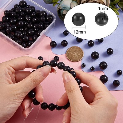 120Pcs 4 Style Synthetic Black Stone Beads Strands G-SZ0001-24-1