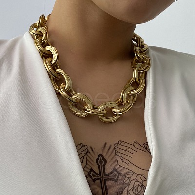 Unisex Thick Aluminum Double Link Chains Necklaces NJEW-V006-01G-1