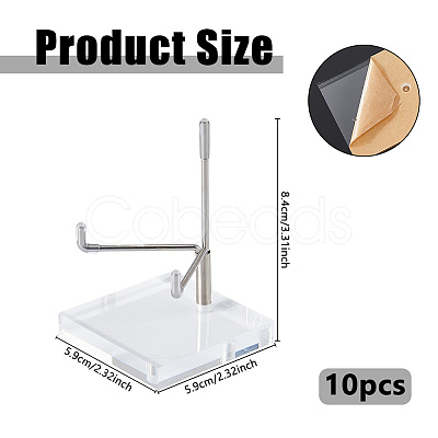 Stainless Steel Crystal Ball Display Holder with Square Clear Acrylic Bases AJEW-WH0695-152P-B-1