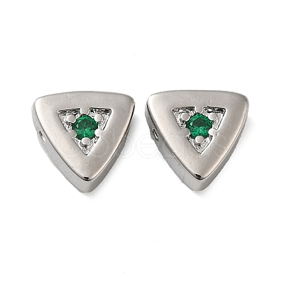 Real Platinum Plated Brass Micro Pave Cubic Zirconia Bead KK-H455-08P-03-1
